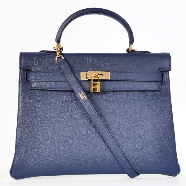 HKL35DB Kelly di Hermes 35CM Blu scuro, pelle togo (oro)